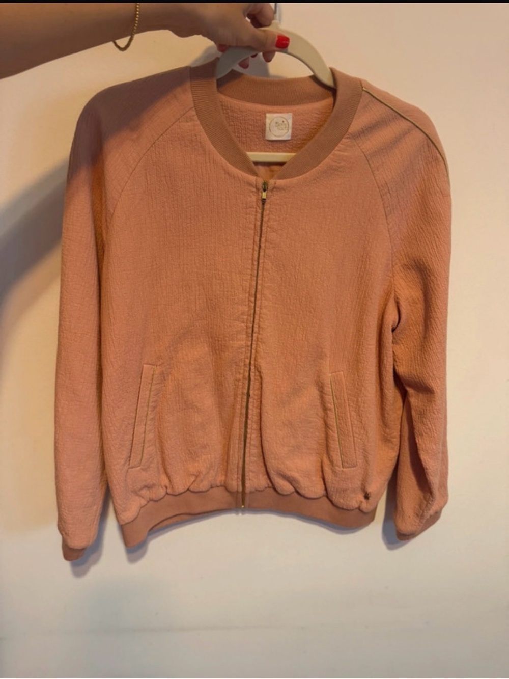 Women’s Peach Zip-Front Bomber Jacket - Des Petits Hauts - From Paris, France